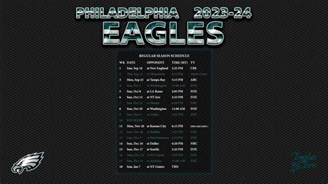 2023-2024 Philadelphia Eagles Wallpaper Schedule