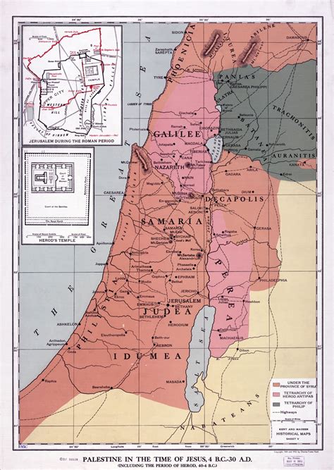 Large scale detailed old map of Palestine in the time of Jesus 4 B.C. - 30 A.D. - 1912 ...