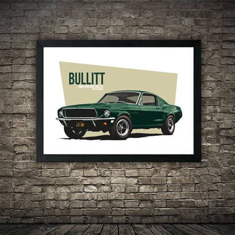 BULLITT MUSTANG Bullitt Ford Mustang Film Car Poster - Etsy