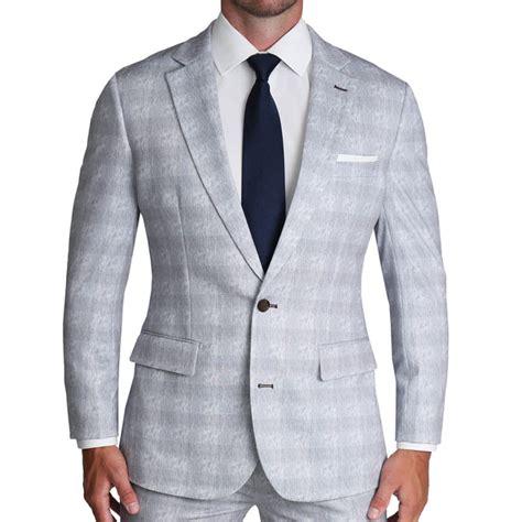 Athletic Fit Stretch Suit - Light Grey Plaid - State and Liberty Clothing Company Canada