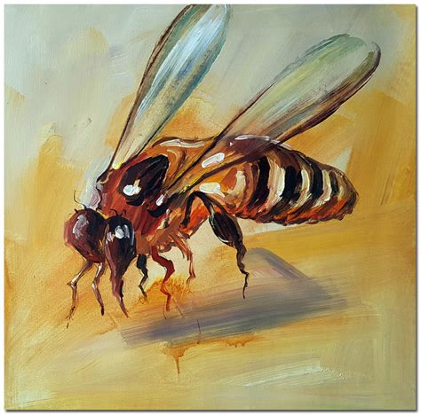 Abstract Bee Oil Painting Signed Hand Painted Animal Fine - Etsy