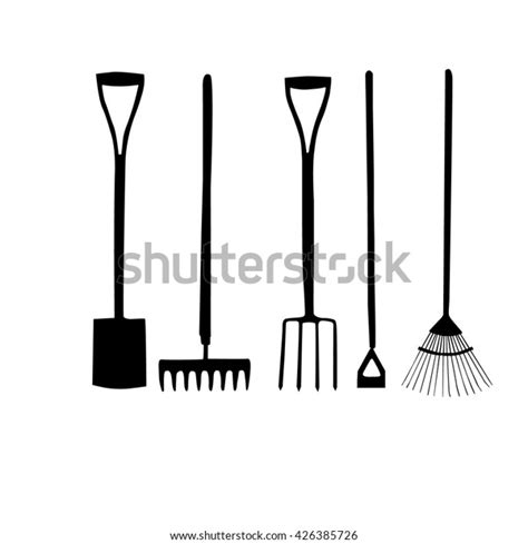 Gardening Tools Silhouette On White Background Stock Vector (Royalty Free) 426385726
