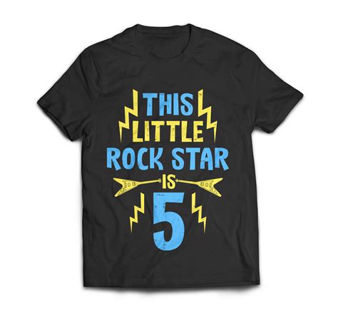This Little Rock Star Is 5 ( Kids 5th Birthday Boys Rock Star T-Shirt ...