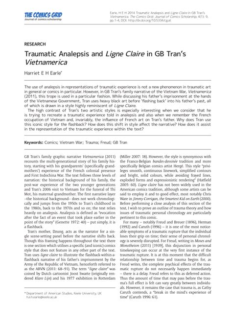 (PDF) Traumatic Analepsis and Ligne Claire in GB Tran’s Vietnamerica