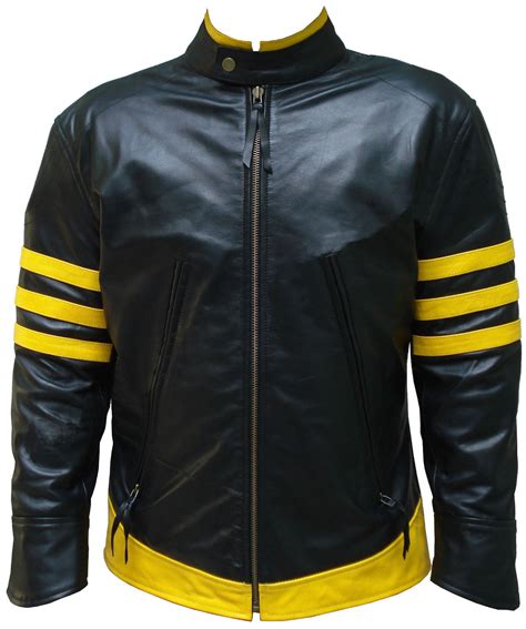 Men Yellow Black Racing Motorcycle Striped Genuine Cowhide Leather ...