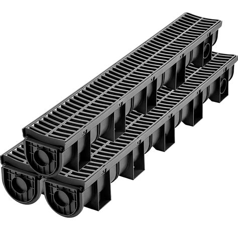 Buy VEVOR Trench Drain System,5.8x5.2x39-Inch HDPE Drainage Trench,Channel Drain with Plastic ...