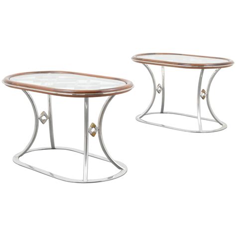 Stylish Steel and Brass Side Tables by Alain Delon for Maison Jansen For Sale at 1stDibs