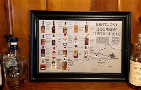 Kentucky Bourbon Print Distilleries Map Poster for Man Cave - Etsy