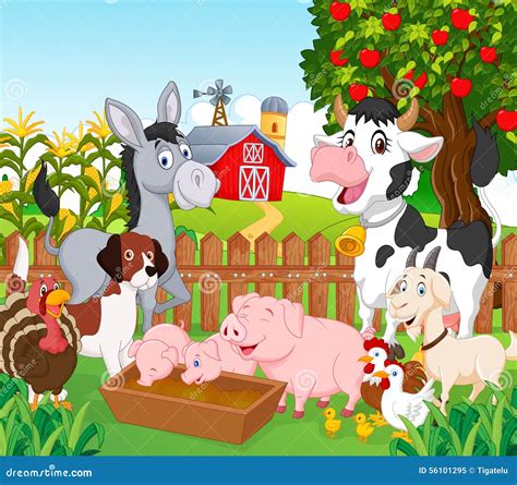 Cartoon Collection Animal in the Farm Stock Vector - Illustration of happy, farm: 56101295