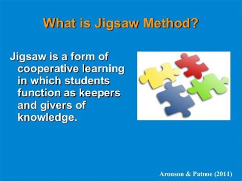 What is Jigsaw Method?What is Jigsaw Method? Jigsaw is a form ofJigsaw is a form of cooperative ...