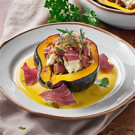 Caribbean Delight: Corned Beef Stuffed Acorn Squash with Rainbow Smelt