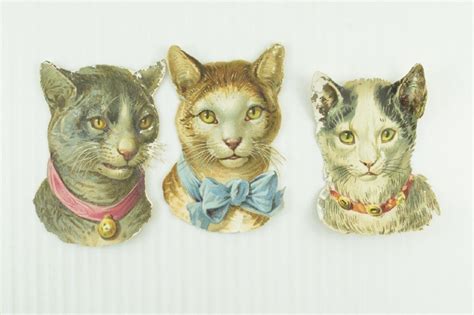 Cat Three Victorian Die Cut Cats Free Stock Photo - Public Domain Pictures