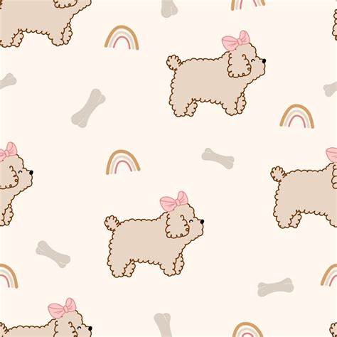 Seamless Pattern Cute Pet Dog Lapdog #vector #illustration #painting # ...