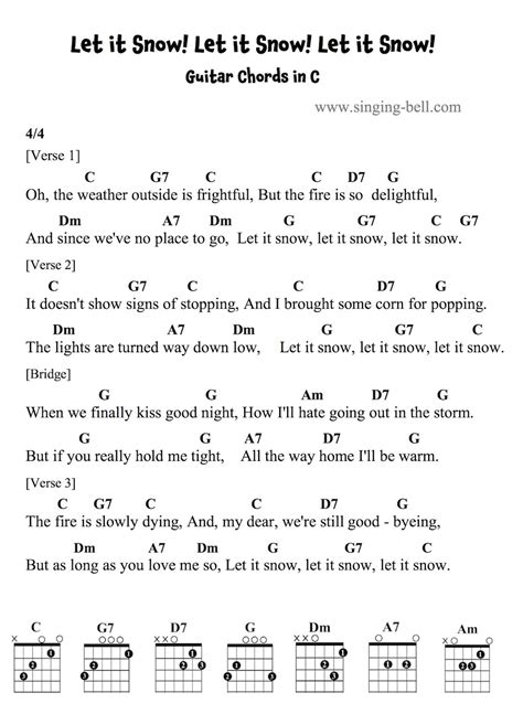 Let it Snow Guitar Chords Tabs Sheet Music Printable PDF