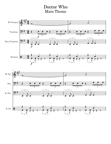 Doctor who theme – Misc Television Sheet music for Trombone, Trombone bass, Trumpet in b-flat ...