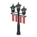 Street lamp with banners - Black - Red | Animal Crossing (ACNH) | Nookea