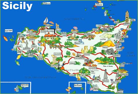 Tourist map, Sicily, Sicily travel