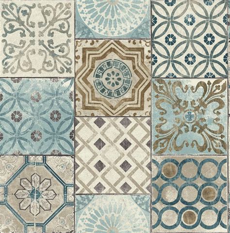 Moroccan Tile Peel-and-Stick Wallpaper in Neutrals and Greys by NextWa ...