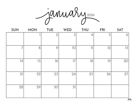 Free January Printable Calendar 2024 - Suki Zandra