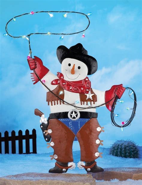 cowboy snowman with lasso lights | Navideño, Navidad, Vaquero