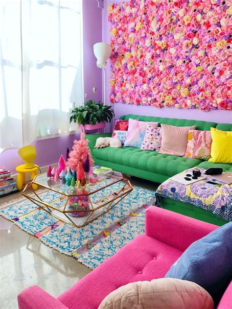 Flowery productive spaces | Colourful living room decor, Living room designs, Small living room ...