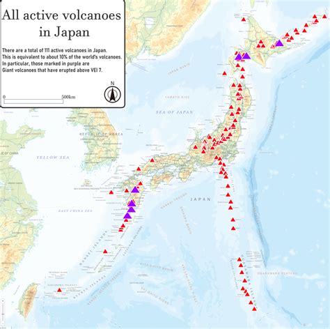 All active volcanoes in Japan (note especially... - Maps on the Web