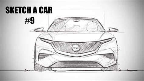 How to Sketch A Car - #9 - Sedan Front View | SRK Designs - YouTube