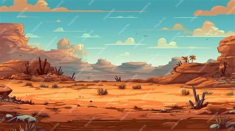 Premium Photo | A cartoon desert landscape with rocks and plants generative ai