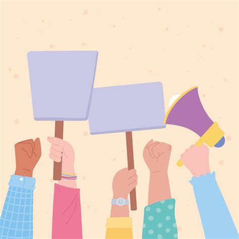 Hands holding blank protest signs 1370004 Vector Art at Vecteezy