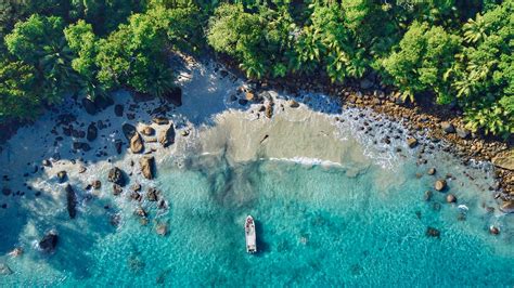 Silhouette Island Beach Aerial view 4K Wallpapers | HD Wallpapers | ID #26558