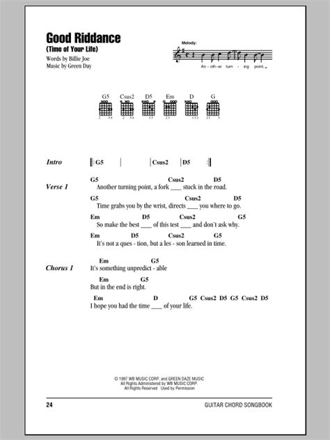 Good Riddance (Time Of Your Life) - Guitar Chords/Lyrics