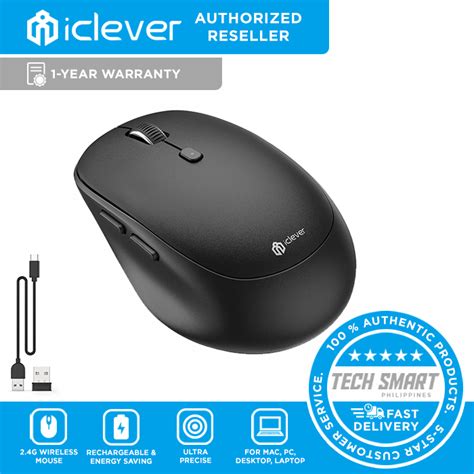 iClever MD165 Dual Mode Wireless Mouse, Bluetooth Type-C Rechargeable ...