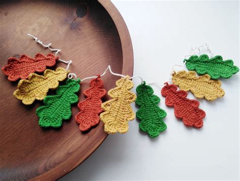 Crochet leaf garland, Handmade fall garland, Autumn garland, - Inspire ...