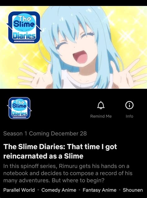 Slime Diaries will be coming to Netflix!! : r/TenseiSlime