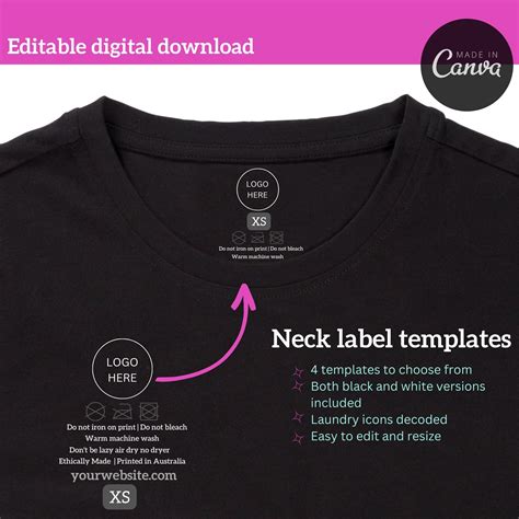 Neck Label Template for Clothing Brand T-shirt Tag, Custom Clothing Neck Label Print Clothing ...