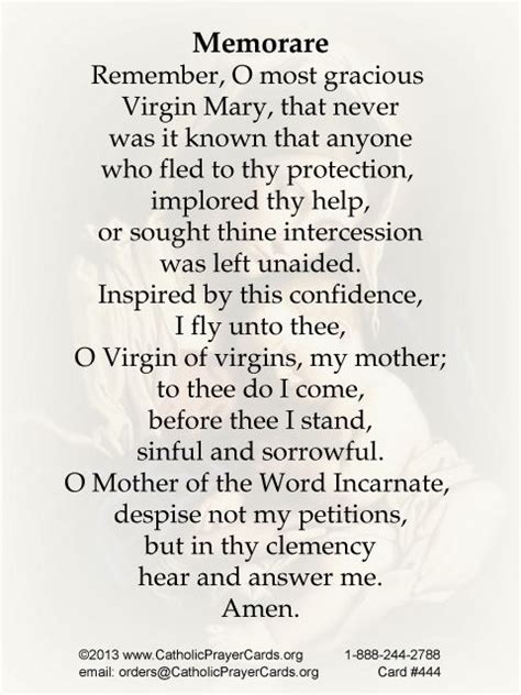 Memorare Prayer Printable | TUTORE.ORG - Master of Documents