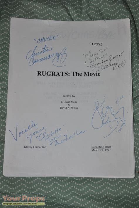 The Rugrats Movie Signed Michael Bell Used Script original prod. material