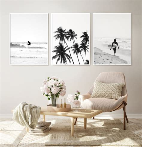 Black White Ocean Shore Beach Photography Set of 3 Coastal - Etsy