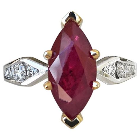 Marquise Natural Ruby with Diamond Engagement Ring Platinum and 18K For Sale at 1stDibs | ruby ...