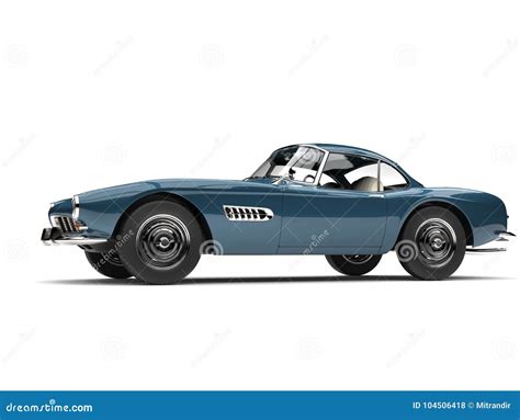 Dark Cornflower Blue Vintage Sports Car - Side View Stock Illustration ...