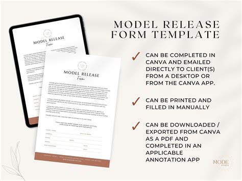 Model Release Form Template for Photography Photographer Model Release Contract Photography ...