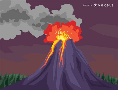 Baixar Vetor De Desenho Da Erupção Do Vulcão