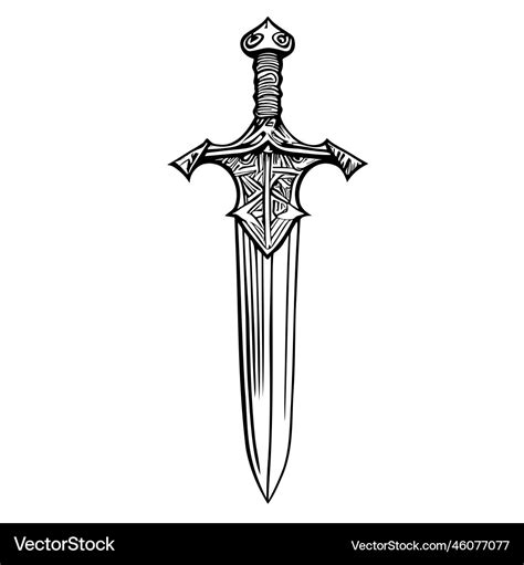 Vintage sword hand drawn sketch Royalty Free Vector Image