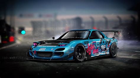 #Auto #Blue #Machine #Drift #Mazda #Illustration Mazda rx7 Mazda RX-7 #RX7 #Vinyls Transport and ...