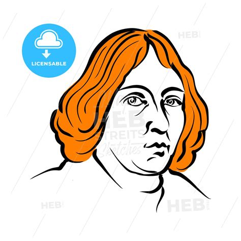 Nicolaus Copernicus Vector Drawing With Surface For Hair - HEBSTREITS