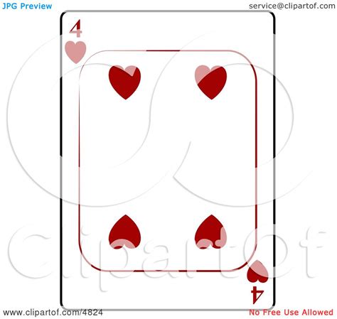 Four/4 of Hearts Playing Card Clipart by djart #4824