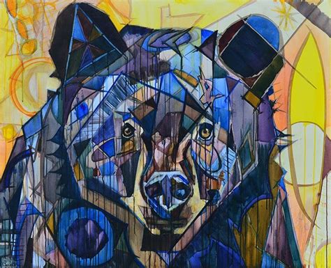 Black Bear portrait Painting Purple & Blue | Abstract Wildlife Art for Sale on Canvas | Wild is ...