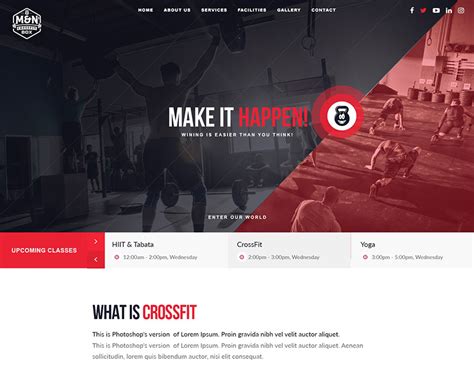 Gym website template on Behance