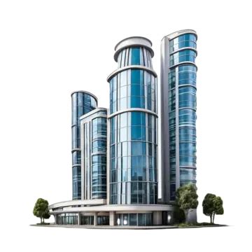 Modern Office Building Isolated On White Background With Clipping Path, Modern Office Building ...