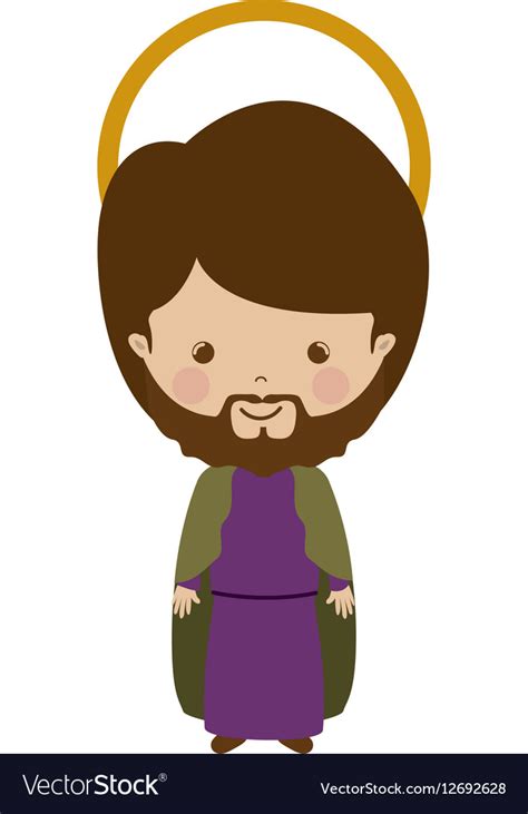 Colorful figure human saint joseph cartoon Vector Image